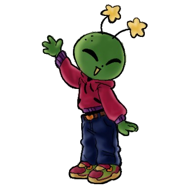 cute little alien waving 